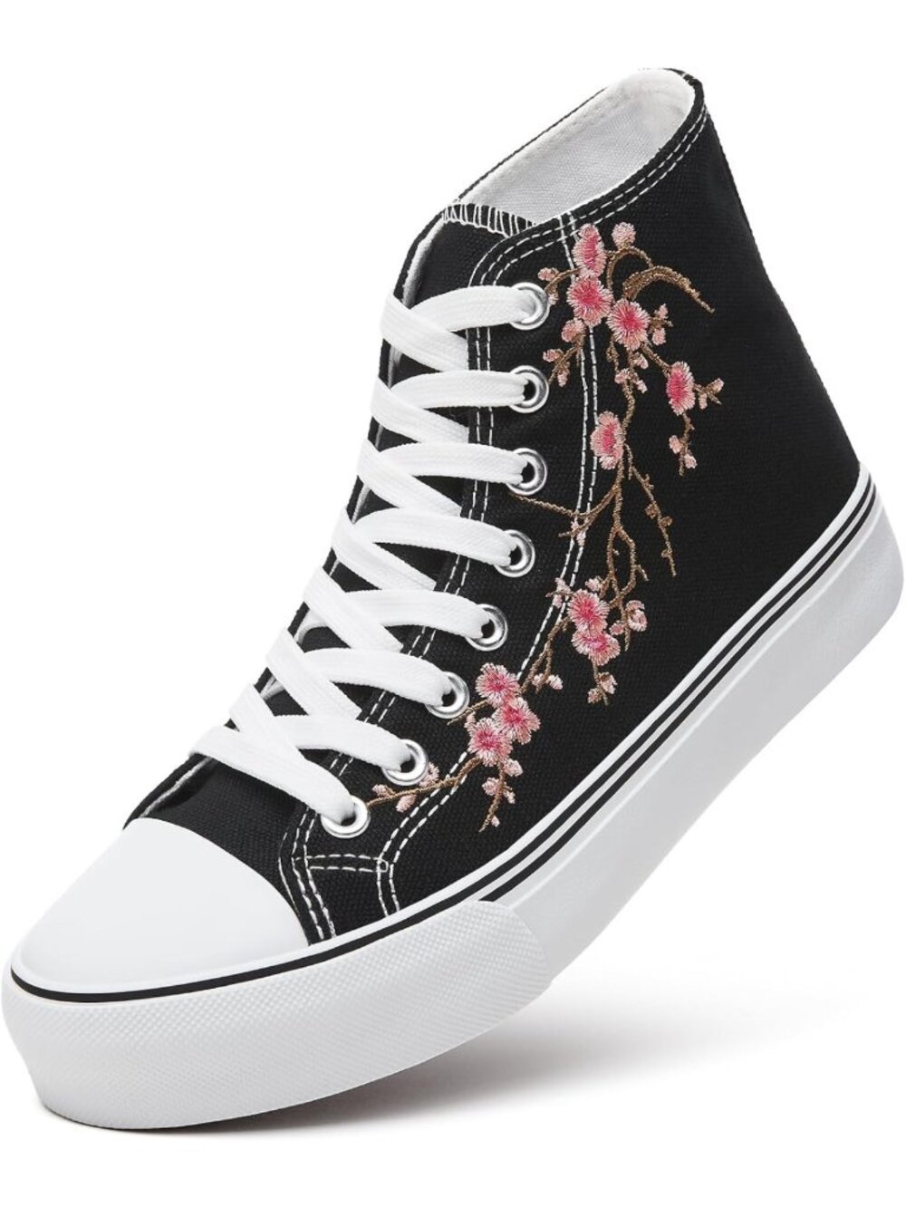 Stylish High Top Canvas Sneakers for Women - Lace-Up Casual Tennis Walking Shoes